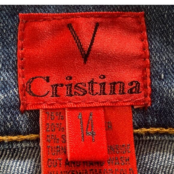 V. Cristina Capri Jeans Women’s Sz 14 Capri Gem Stones Medium Wash Stretch NEW - Picture 3 of 8